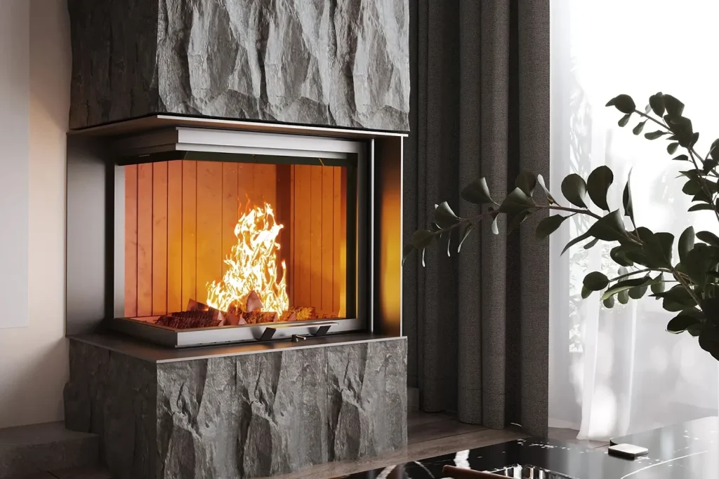 Kamin na drva A.caminetti QUATTRO L – Ugaoni – Sa sistemom podizanja stakala