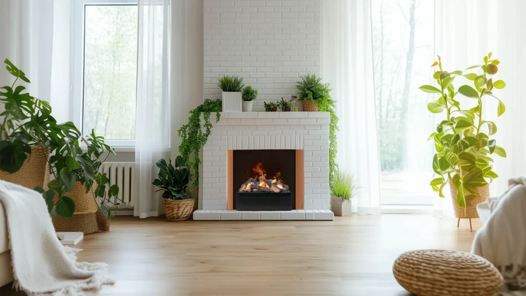 Električni kamin Dimplex Juneau XL ugrađen u kaminsko ložište u dnevnoj sobi