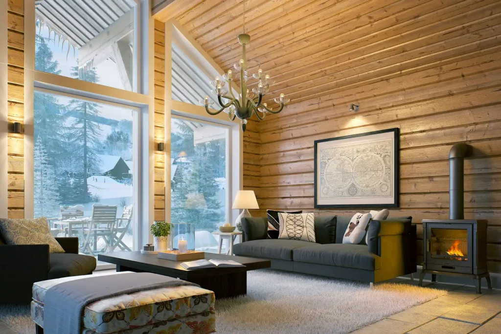 Peć na drva Iberia - NORDflam u rustičnom dnevnom boravku