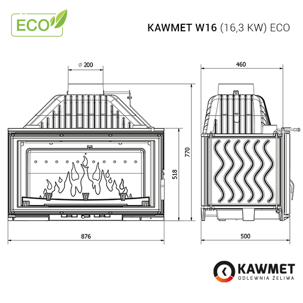 Tehnički crtež W16 16,3 kW Eco KAWMET