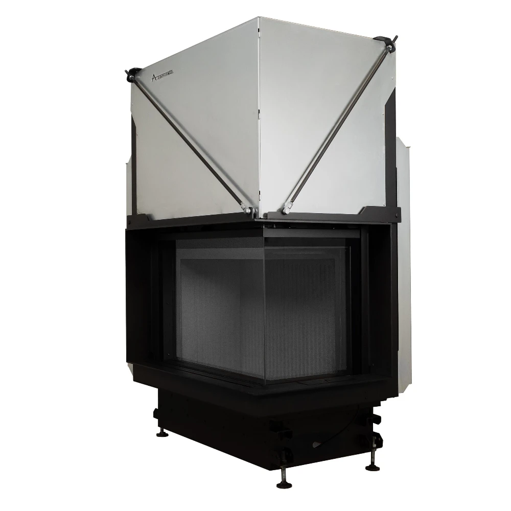Kamin na drva QUATTRO 50 Premium - Ugaoni sa sistemom podizanja stakla - A. Caminetti
