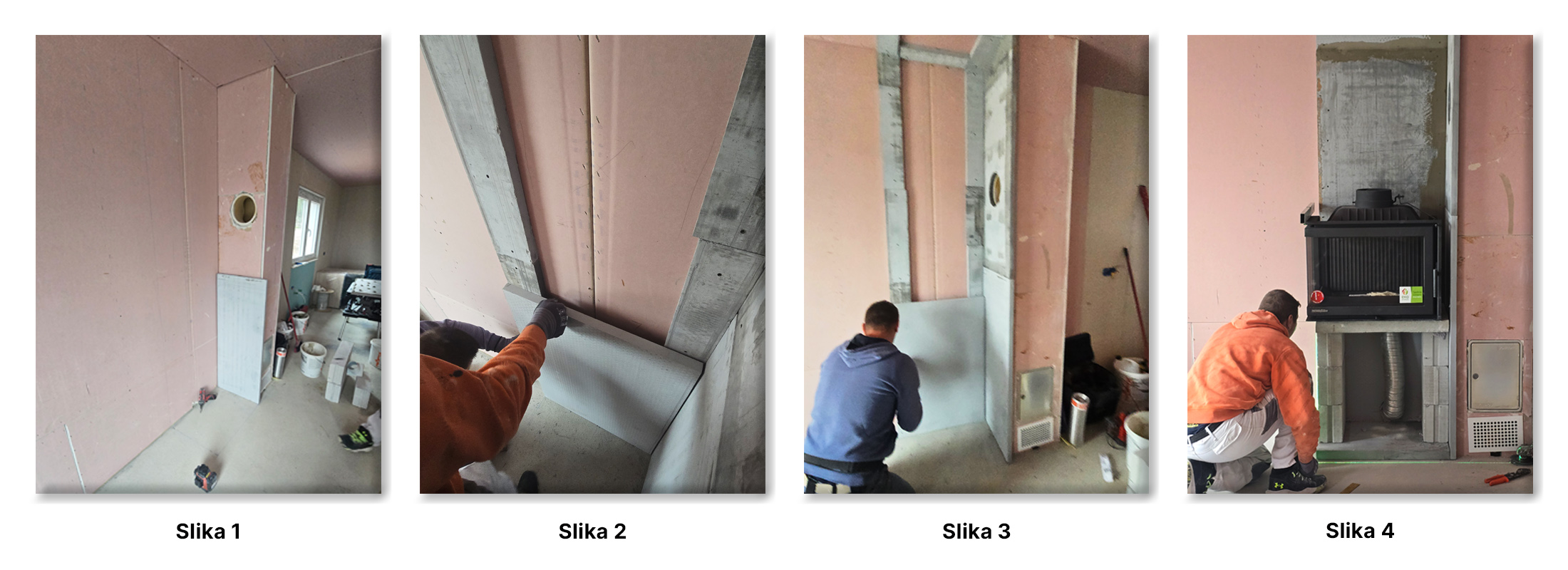 Ugradnja lijevog kutnog kamina Etna u Labinu - koraci 1-4