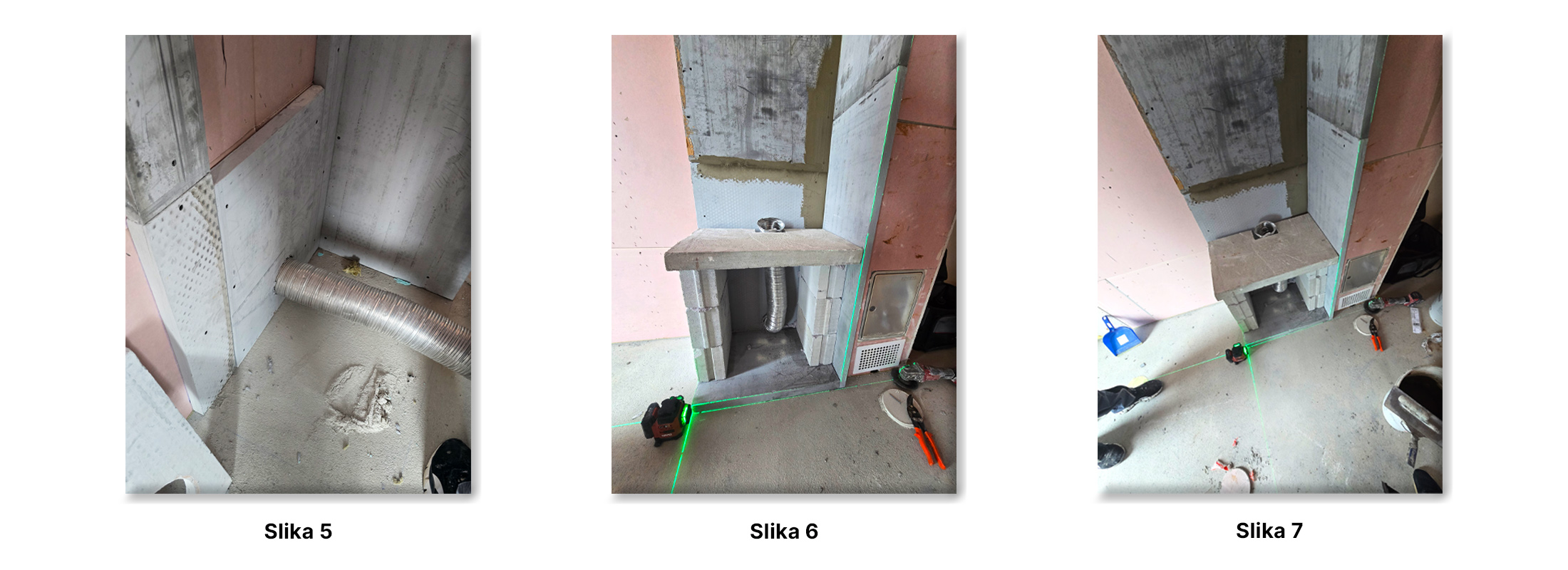 Ugradnja lijevog kutnog kamina Etna u Labinu - koraci 5-7