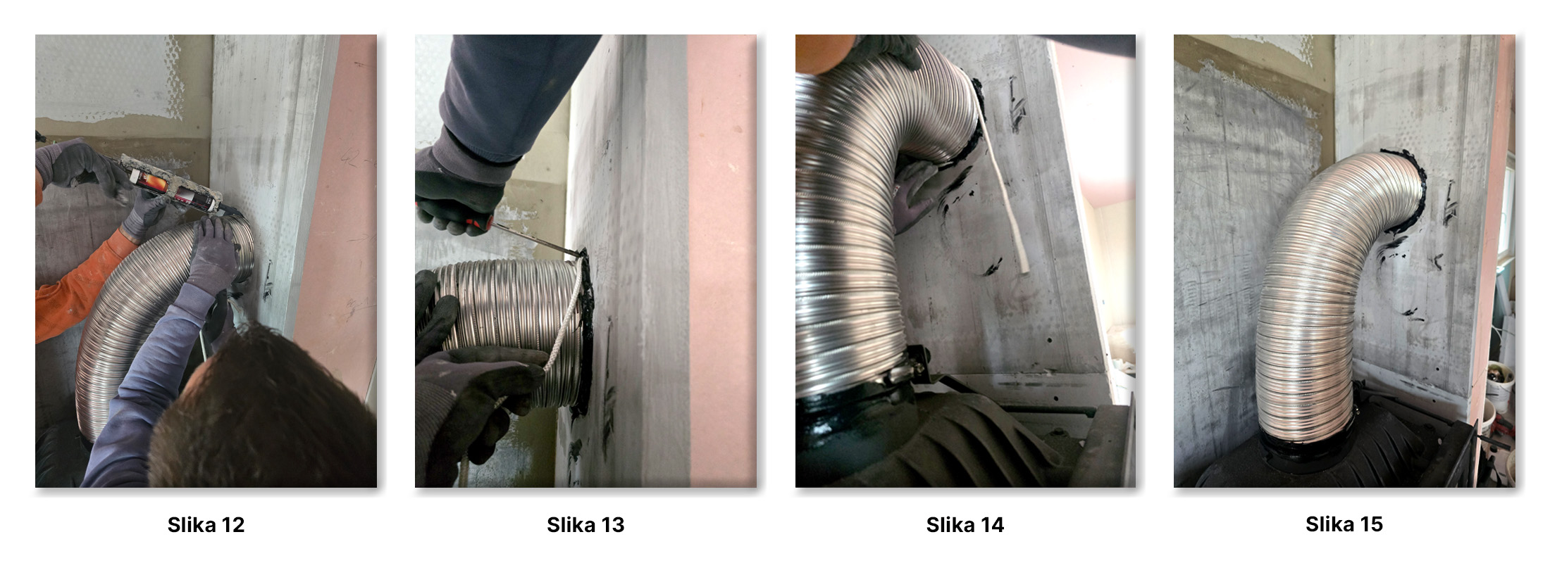 Ugradnja lijevog kutnog kamina Etna u Labinu - koraci 12-15