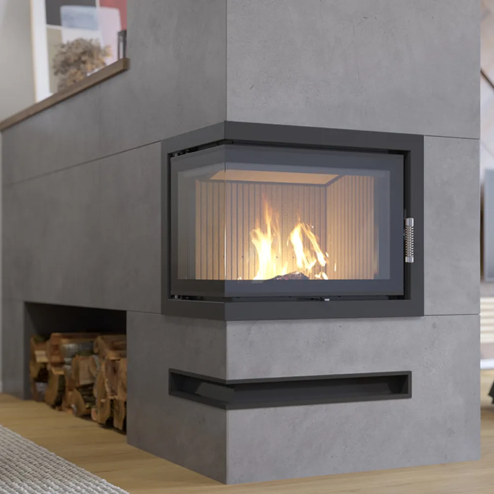 ROTEN – NORDflam | Ugaoni kamin na drva s bočnim otvaranjem | Komplet za ugradnju