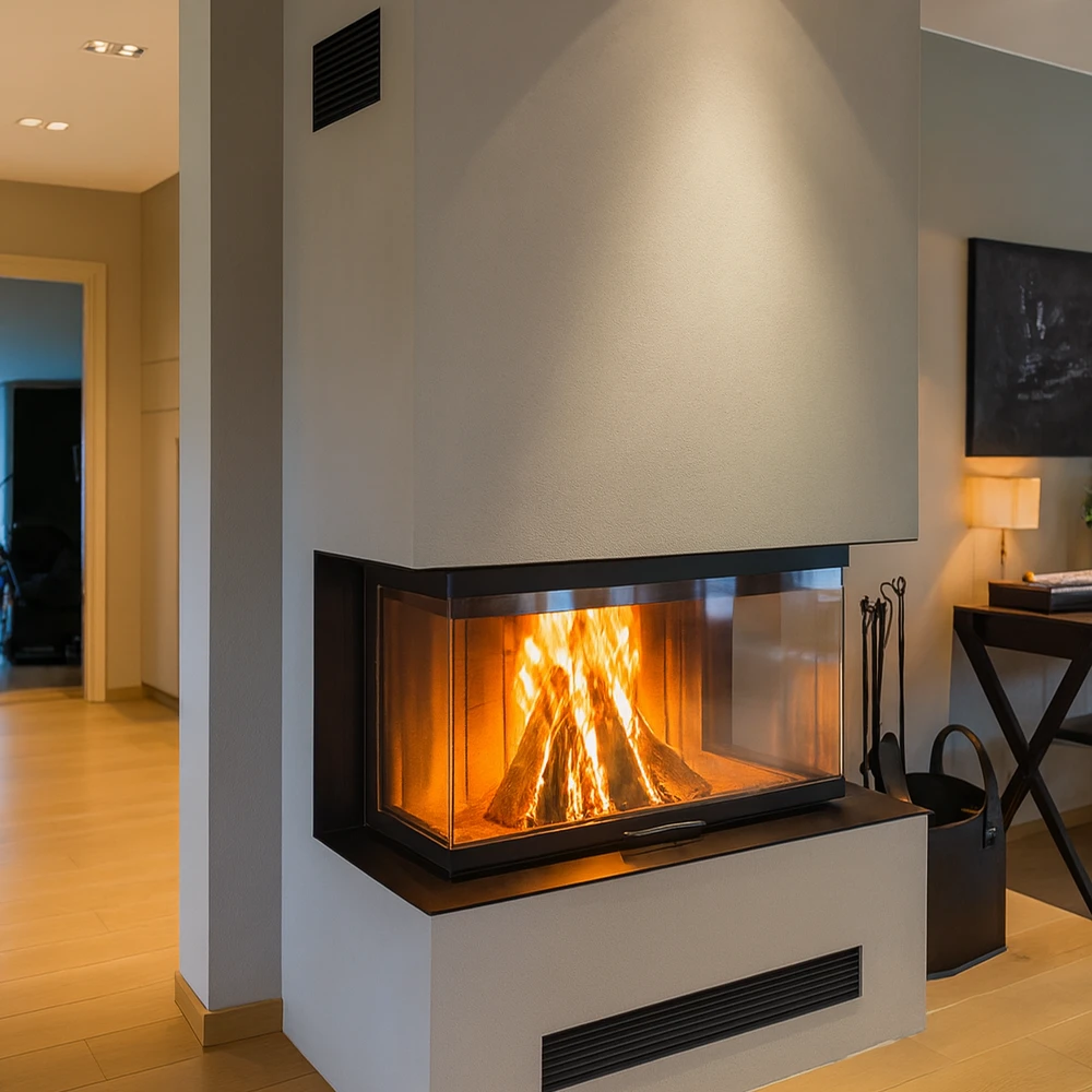 CRYSTAL 110 ECO – A.Caminetti | Trostrani C tip kamina sa vertikalnim otvaranjem (giljotina) | Komplet za ugradnju