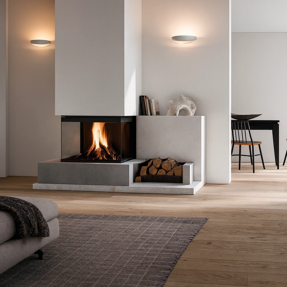 CRYSTAL 90 ECO – A.Caminetti | Trostrani C tip kamina sa vertikalnim otvaranjem (giljotina) | Komplet za ugradnju