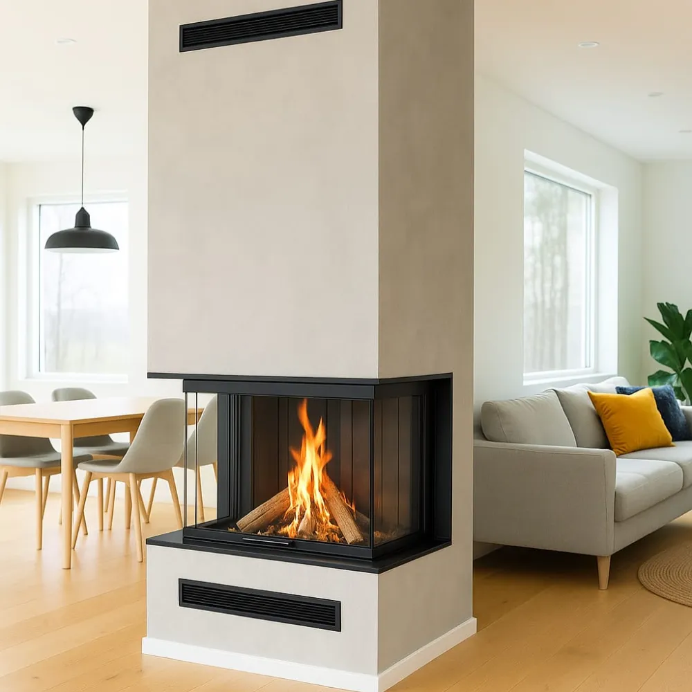 CRYSTAL 80 ECO – A.Caminetti | Trostrani C tip kamina sa vertikalnim otvaranjem (giljotina) | Komplet za ugradnju