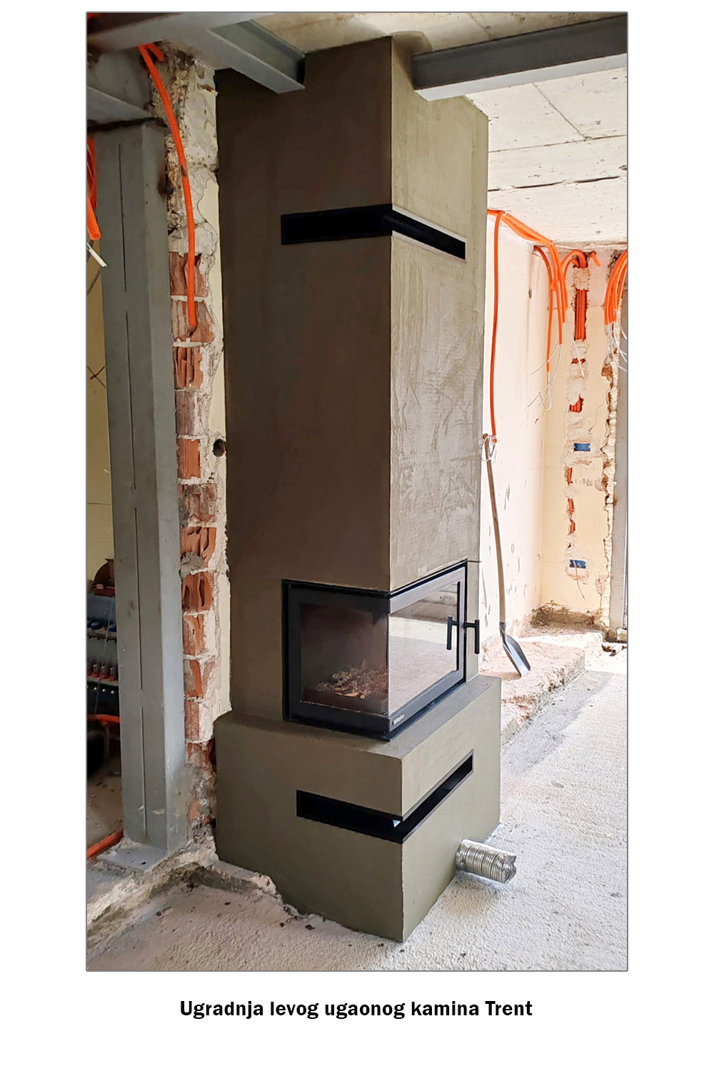 Ugradnja lijevog kutnog kamina Trent - NORDflam u Bregani