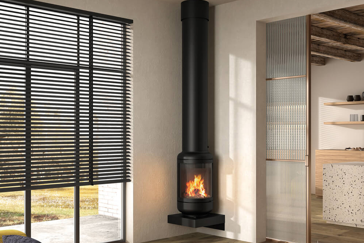 Rocal Vesta Frontal sa katalizatorom - Katalizator u ovom kaminu pretvara dim u dodatnu toplotu — bukvalno izvlači maksimum iz svake cepanice.